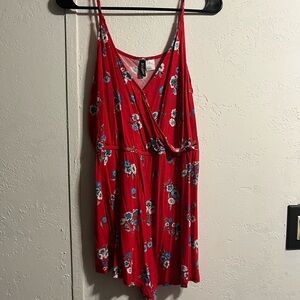 Floral Red Women's romper mini